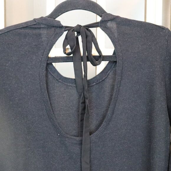 T. Babaton Black Lightweight Tie Back Sweater XS - Picture 3 of 6
